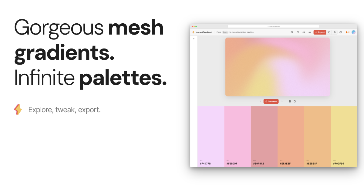 Instant Gradient mesh-gradient generator interface
